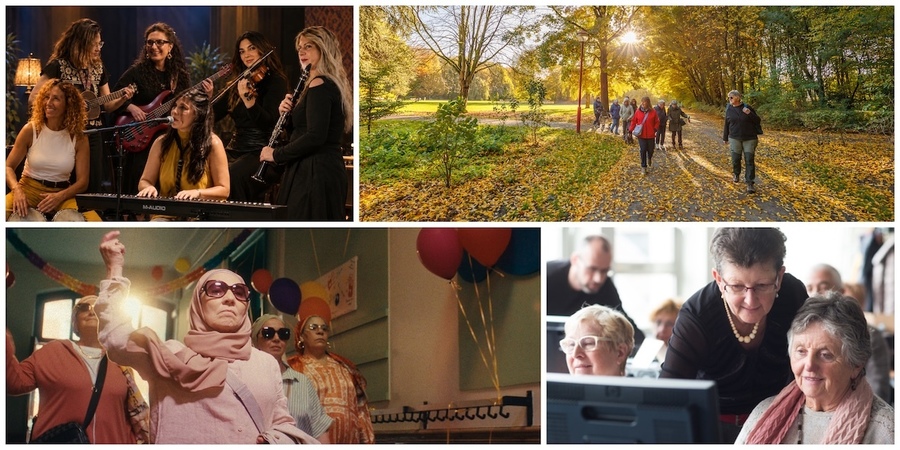 Montage met verschillende foto's van activiteiten tijdens de Maand van de Senior Montage met verschillende foto's van activiteiten tijdens de Maand van de Senior